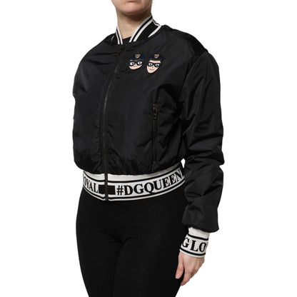 Dolce & Gabbana Black Nylon #DGFamily Full Zip Bomber Jacket