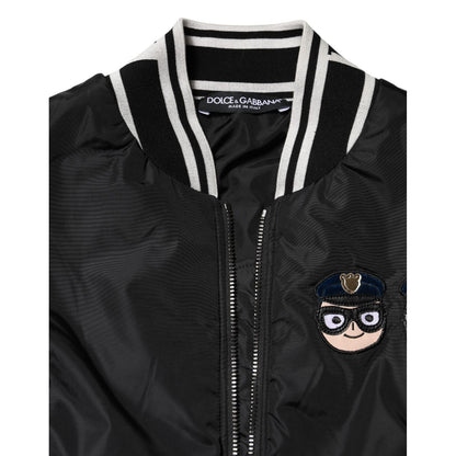 Dolce & Gabbana Black Nylon #DGFamily Full Zip Bomber Jacket