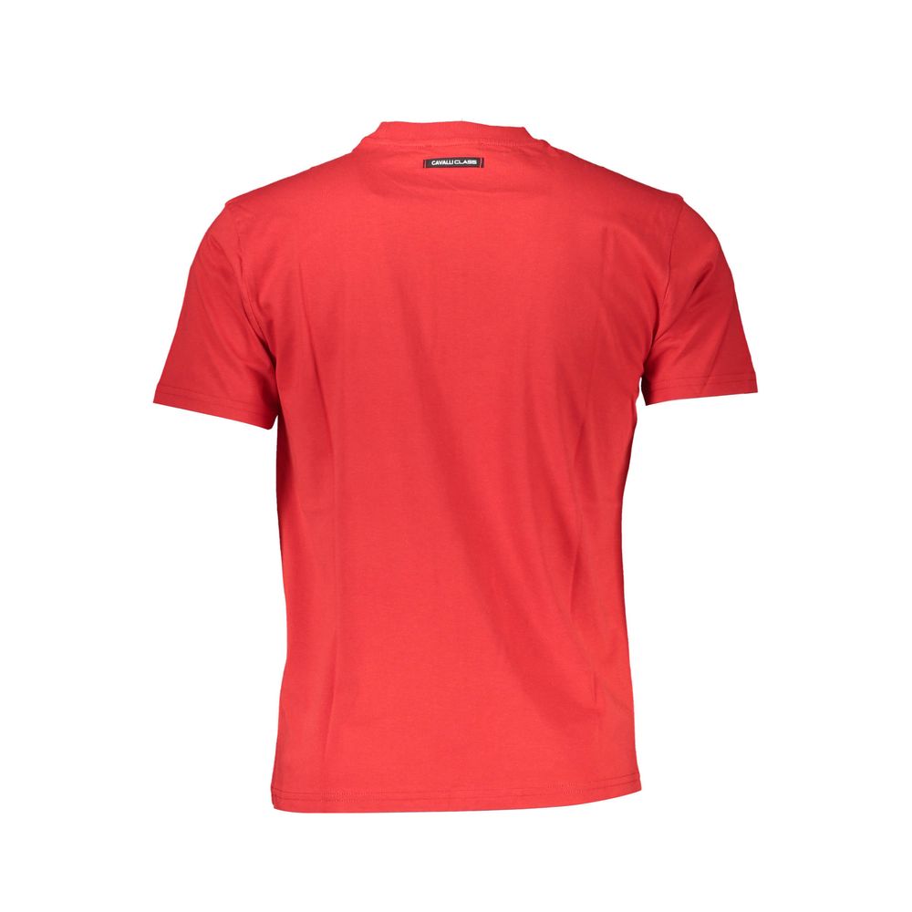 Cavalli Class Red Cotton Men T-Shirt with back view showcasing superior cotton material and classic crew neck design.