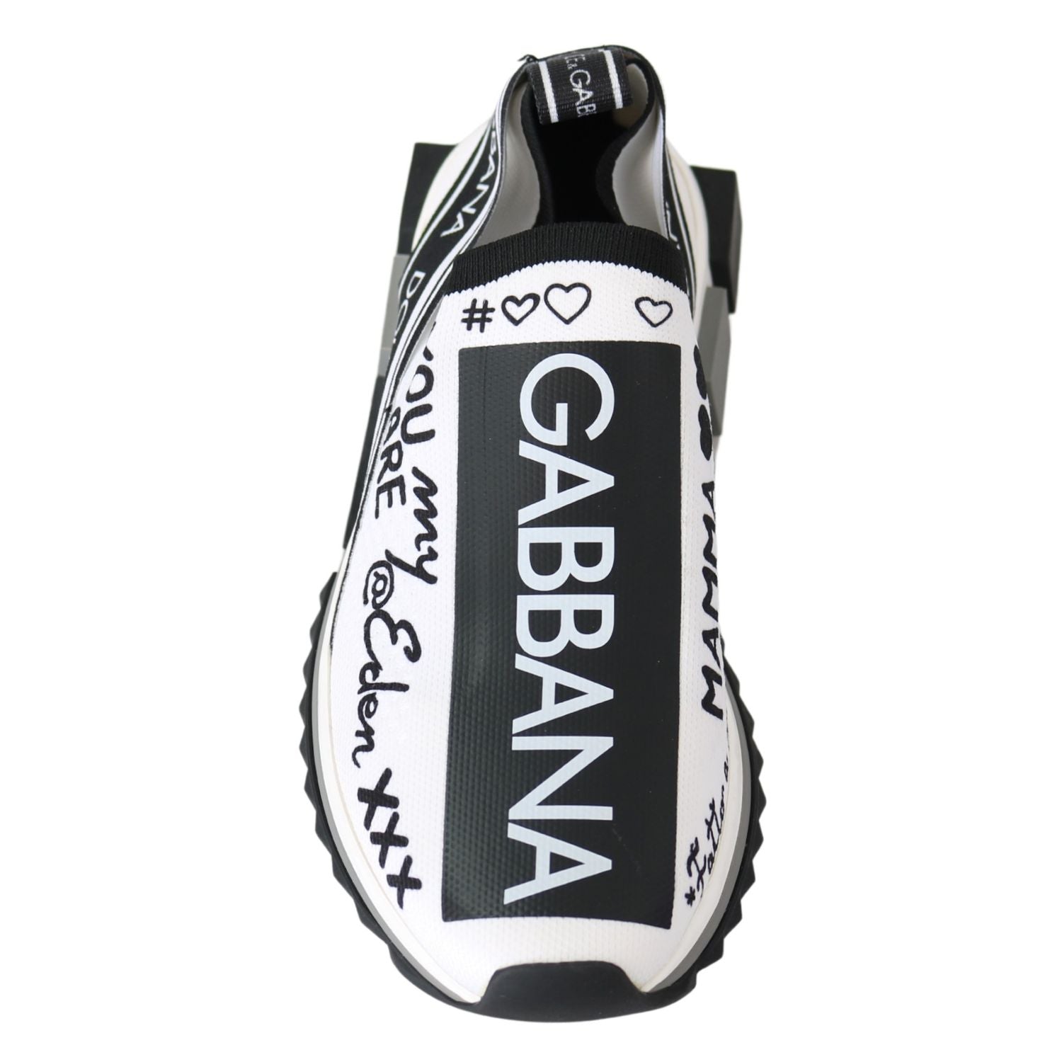 Dolce & Gabbana White Black Slip On Sorrento Sneakers