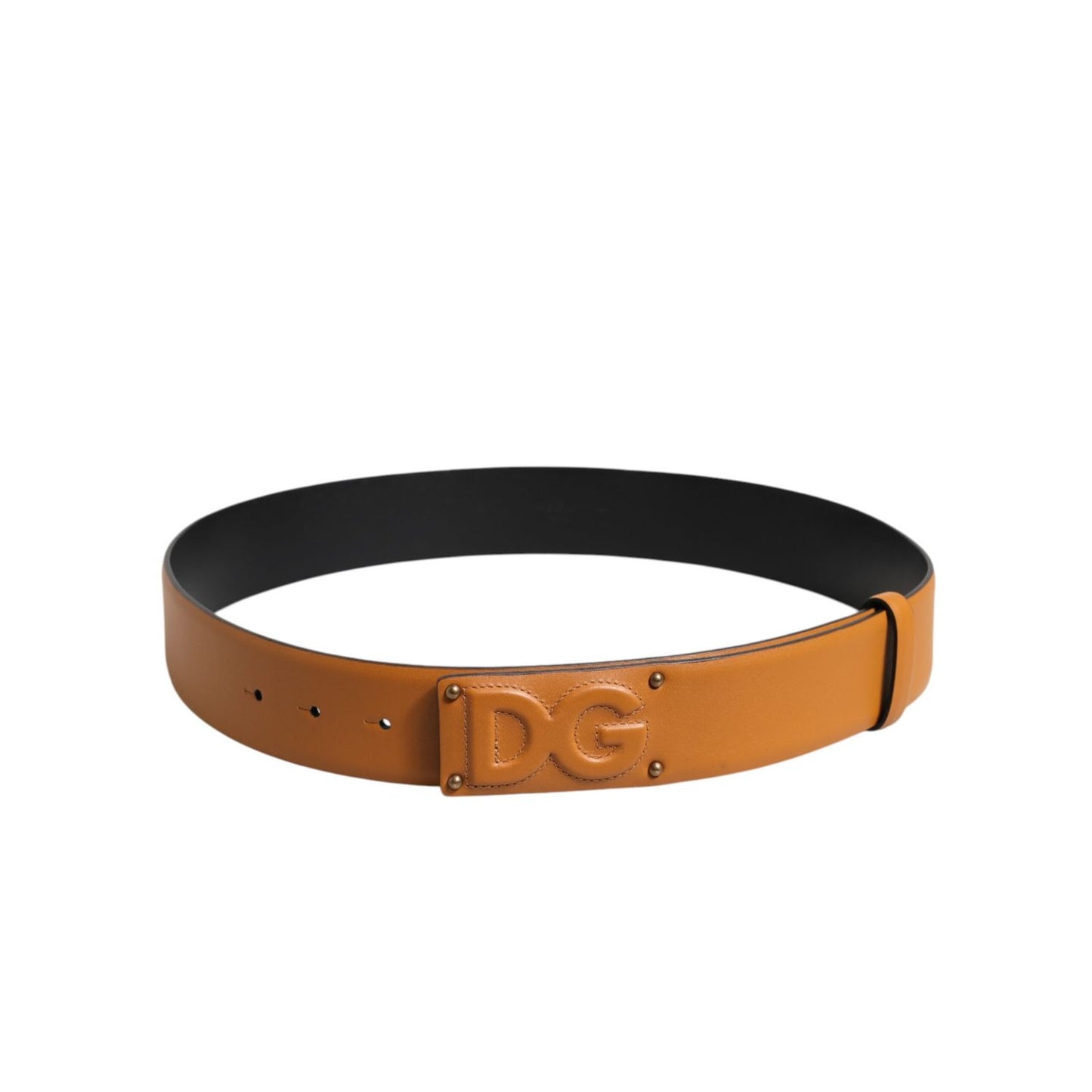 Dolce & Gabbana Brown Leather Buckle DG Logo Embossed Belt