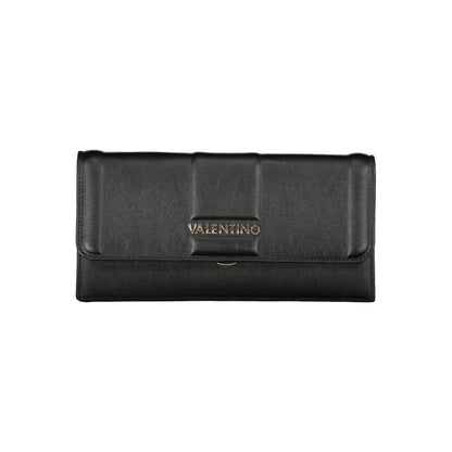Mario Valentino Black Polyethylene Women Handbag with logo, featuring a removable chain strap and secure snap closure for essentials.