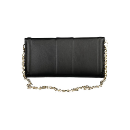 Mario Valentino Black Polyethylene Women Handbag with chain strap, showcasing versatile style and elegant design.