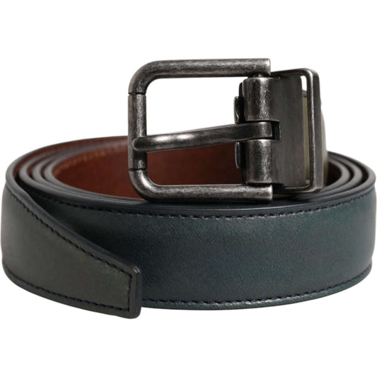 Dolce & Gabbana Green Classic Leather Metal Buckle Belt