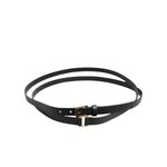 Dolce & Gabbana Black Double Strap Leather Gold Buckle Belt