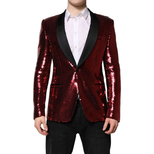 Dolce & Gabbana Red SICILIA Sequin Embellish Blazer Jacket KOS2309-48