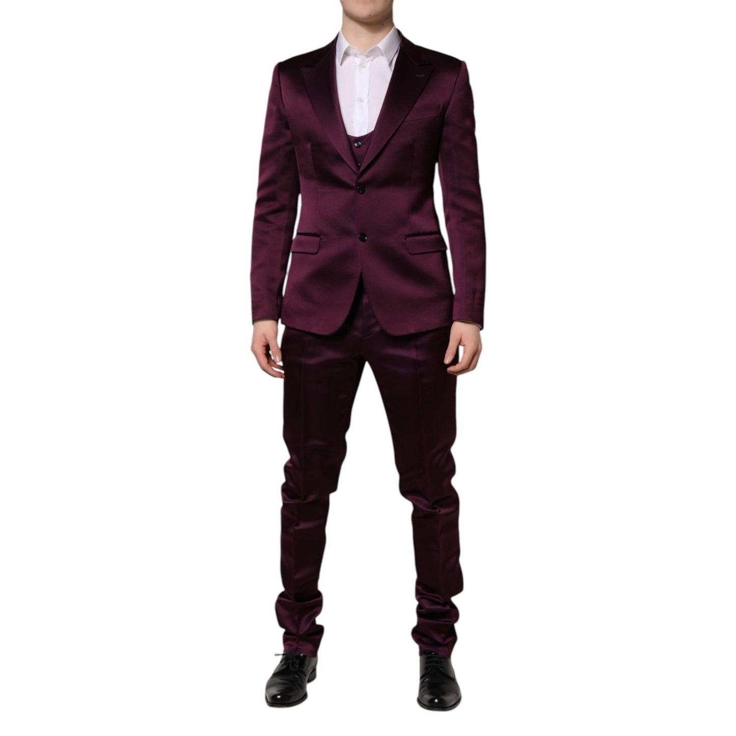 Dolce & Gabbana Dark Purple Silk 3Piece Single Breasted Suit