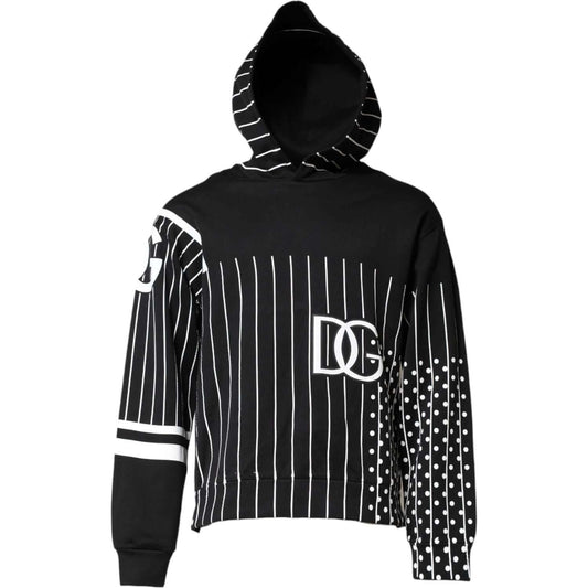 Dolce & Gabbana Black White Stripe Hooded Sweatshirt Sweater