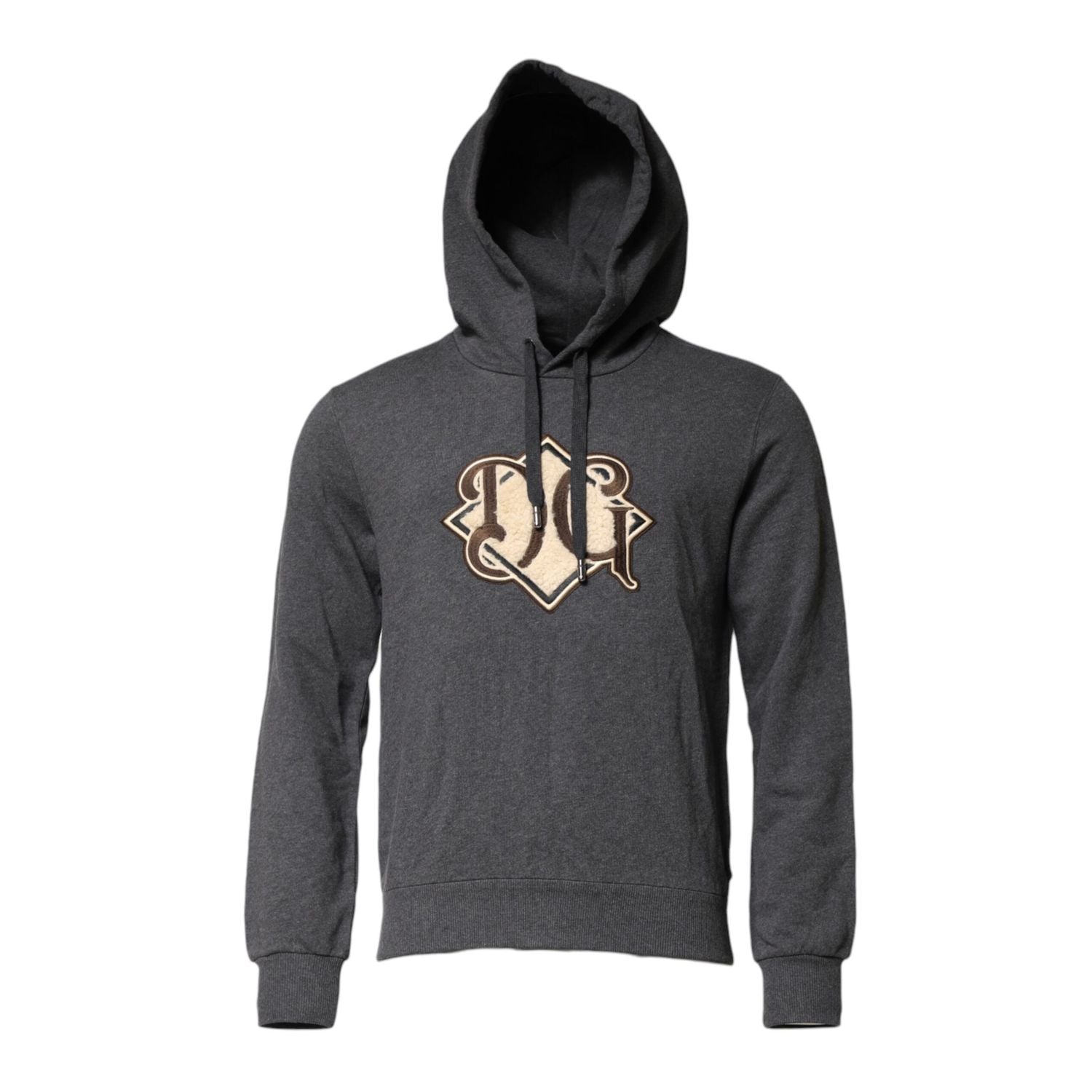 Dolce & Gabbana Gray Logo Patch Hooded Sweatshirt Sweater
