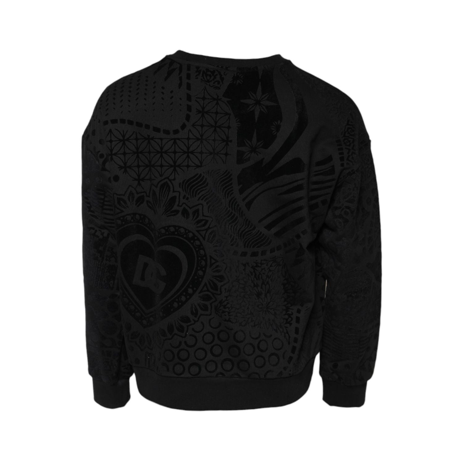 Dolce & Gabbana Black Printed Crew Neck Sweatshirt Sweater