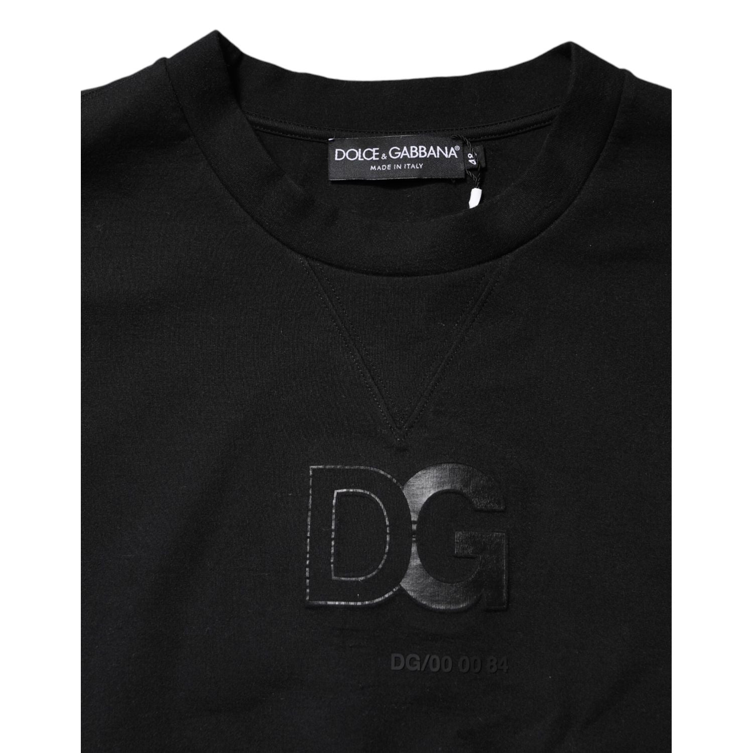 Dolce & Gabbana Black Embossed Logo Cotton Crew Neck Sweater