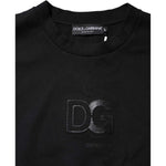 Dolce & Gabbana Black Embossed Logo Cotton Crew Neck Sweater