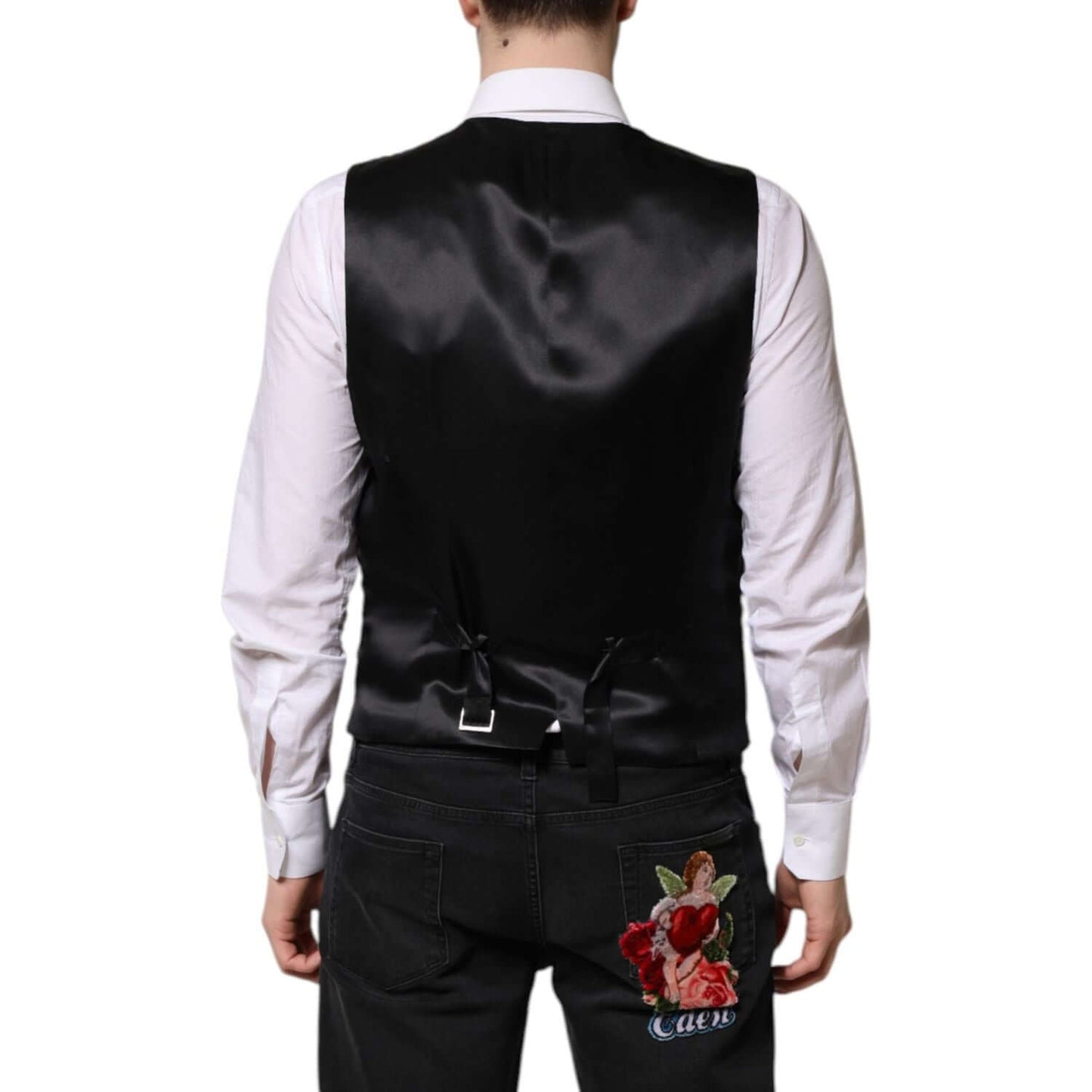 Dolce & Gabbana Red Floral Brocade Formal Men Waistcoat Vest TSH90467-50