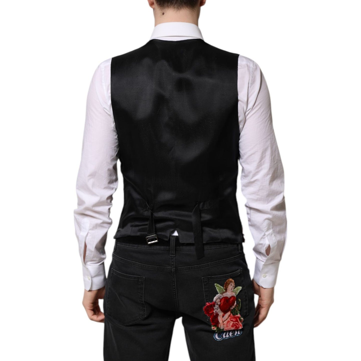 Dolce & Gabbana Red Sequined Dress Formal Men Waistcoat Vest