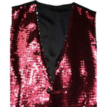 Dolce & Gabbana Red Sequined Dress Formal Men Waistcoat Vest TSH90469-50