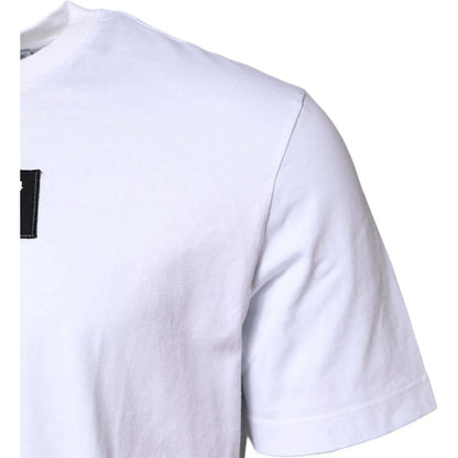 Dolce & Gabbana White Cotton Logo Patch Crew Neck T-shirt