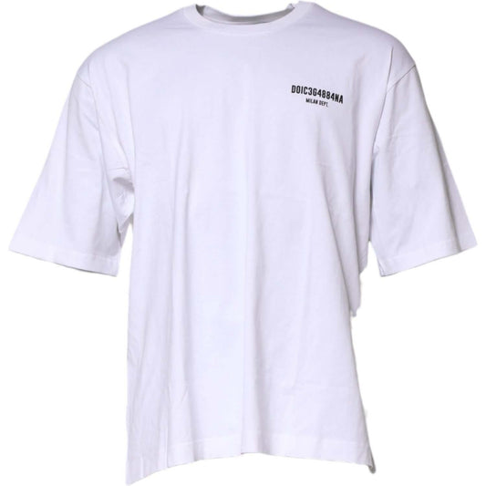 Dolce & Gabbana White Cotton Logo Print Crew Neck T-shirt