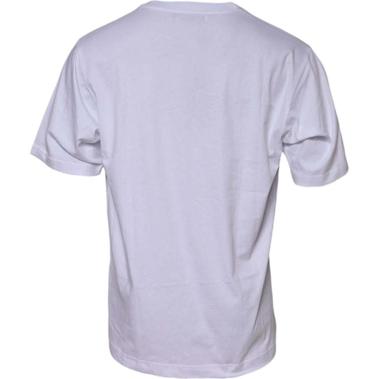 Dolce & Gabbana White Cotton Logo Print Crew Neck T-shirt