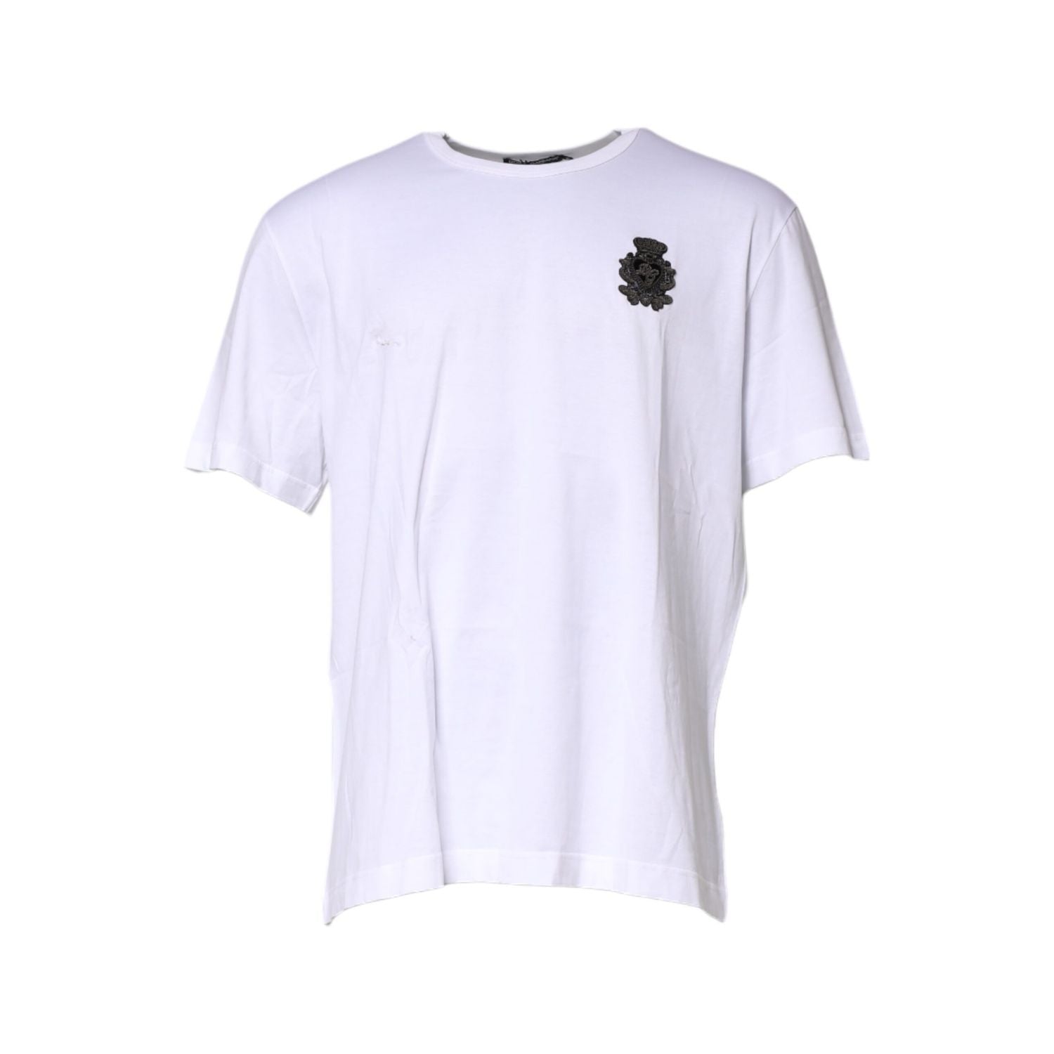 Dolce & Gabbana White Cotton DG Crown Embroidery T-shirt