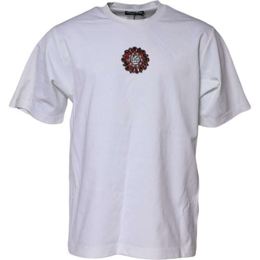Dolce & Gabbana White Logo Embellish Short Sleeves T-shirt