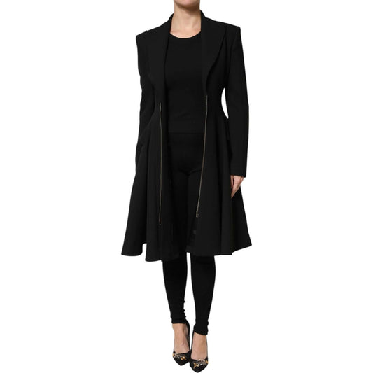 Les Hommes Black Polyester Single Breasted Trench Coat Jacket