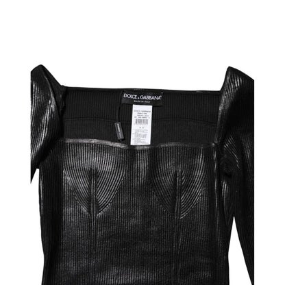 Dolce & Gabbana Black Viscose Long Sleeves Fitted Blouse Top
