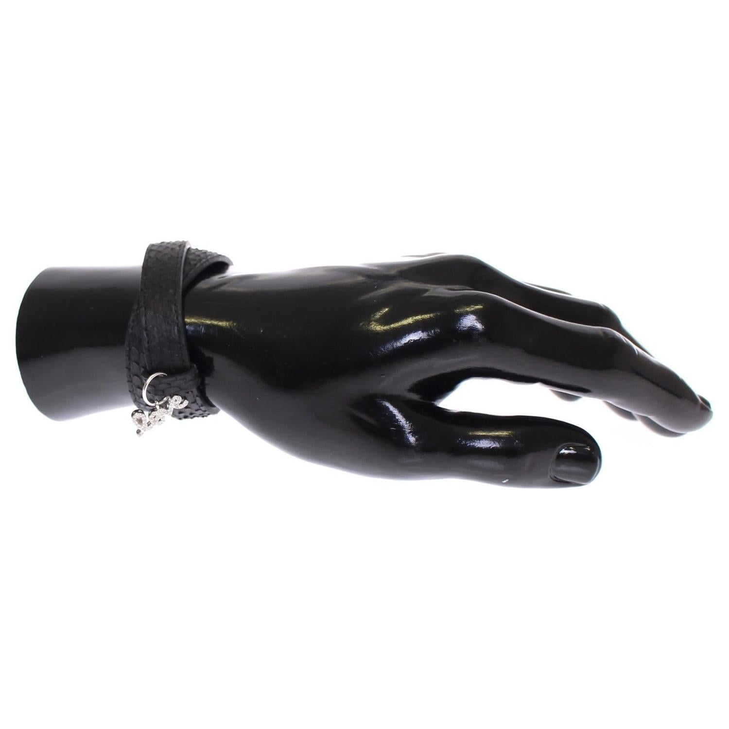 精致黑蛇皮银手链