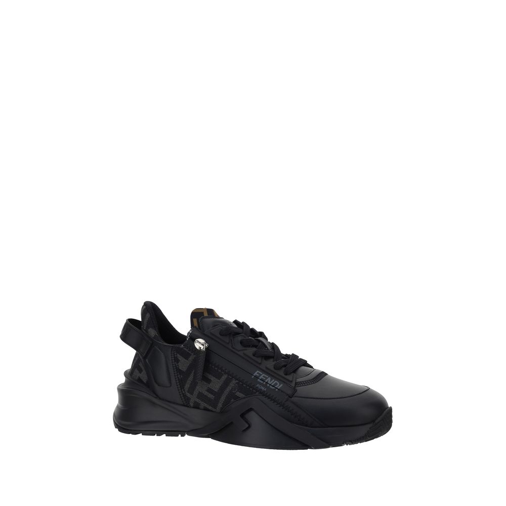 Fendi Flow Running Sneakers - sporty black design with structured sole and tone-on-tone logo for style and function.