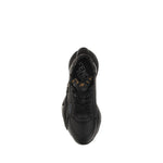 Top view of the Fendi Flow Running Sneakers in black, featuring a structured sole and geometric lace-up design.