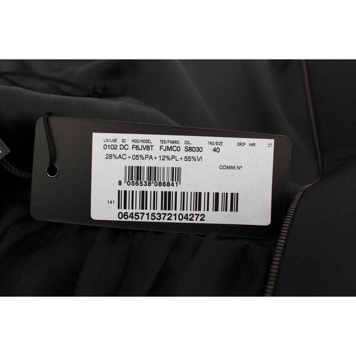 优雅黑色全长紧身连衣裙