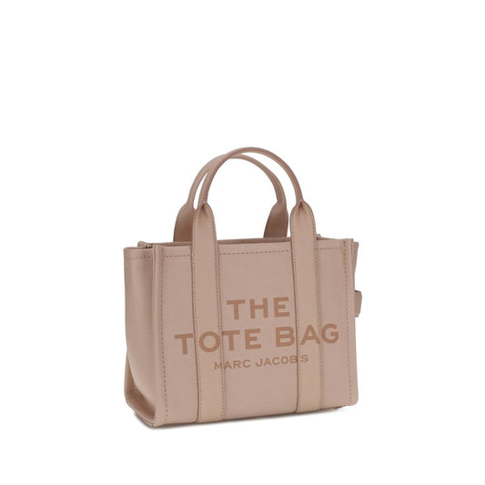Marc Jacobs The Small Tote Handbag in beige grained leather with tubular handles and zippered closure.