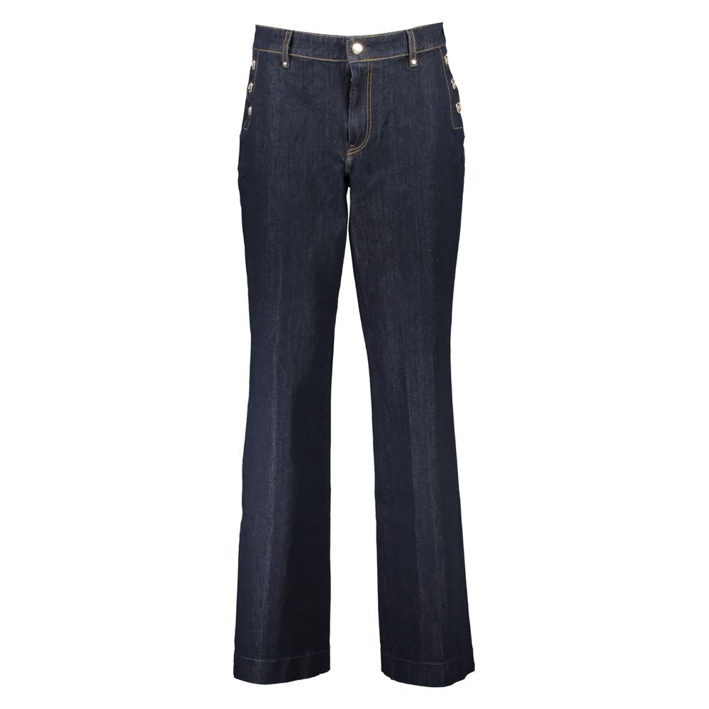 Guess Jeans Blue Cotton Women Jeans - Super Skinny, wide-leg, figure-flattering design with contrast details and iconic logo.