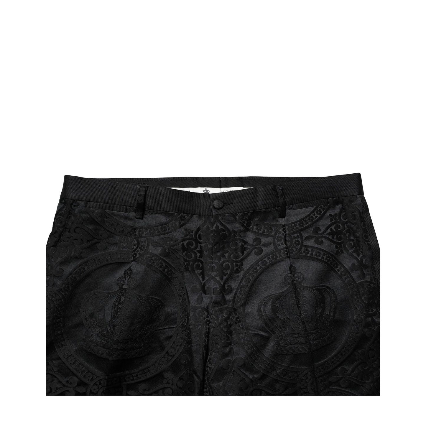 Dolce & Gabbana Black Cotton DG Crown Dress Pants