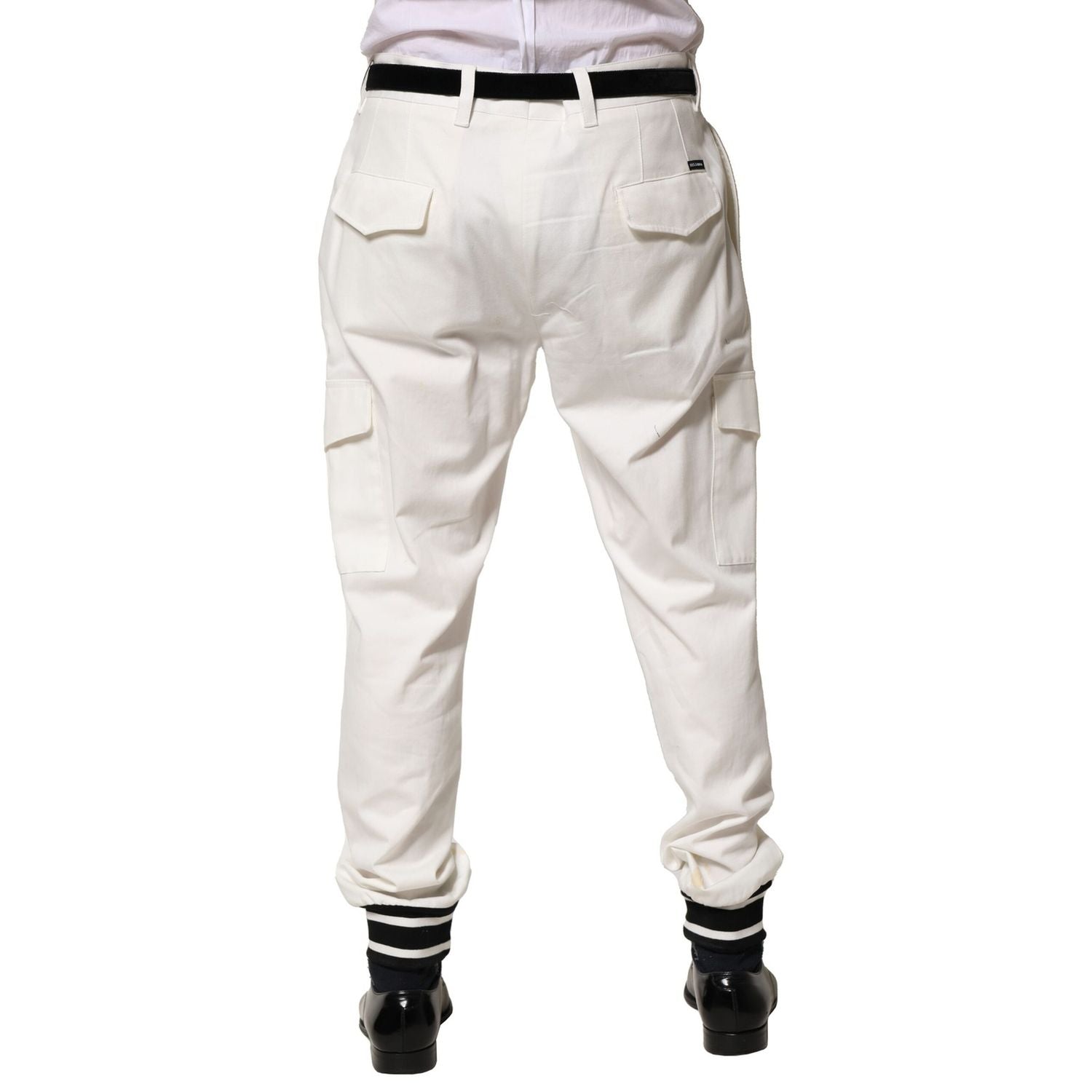 Dolce & Gabbana White Cotton Cargo Jogger Men Pants