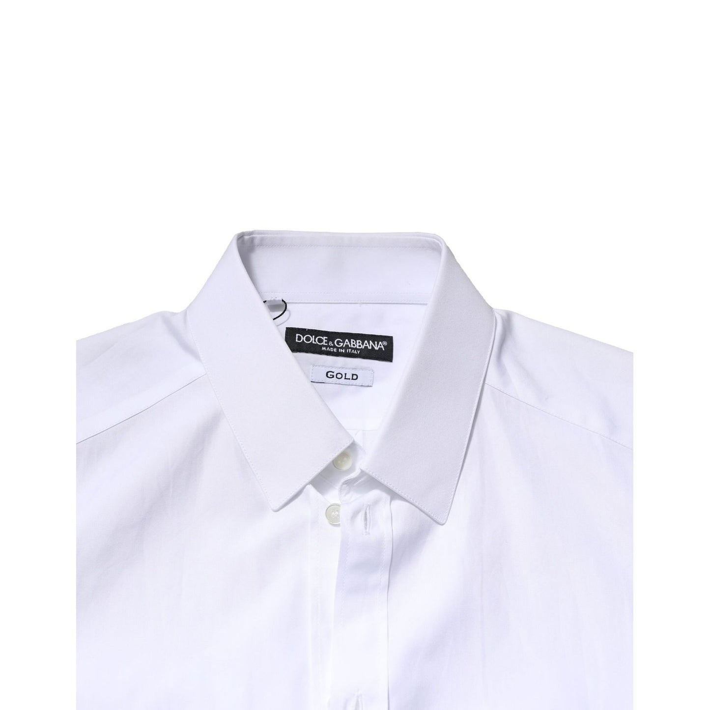 Dolce & Gabbana White GOLD Crown Cotton Dress Formal Shirt