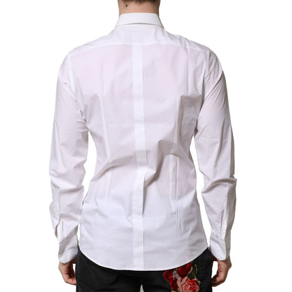 Dolce & Gabbana White Cotton Long Sleeves Dress Formal Shirt