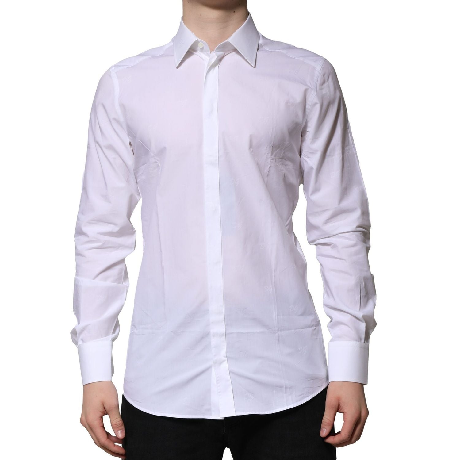 Dolce & Gabbana White GOLD Long Sleeves Dress Formal Shirt