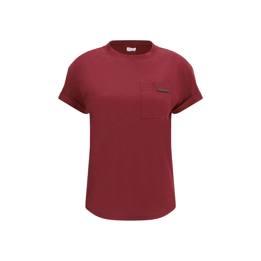 Brunello Cucinelli Bordeaux Cotton T-Shirt