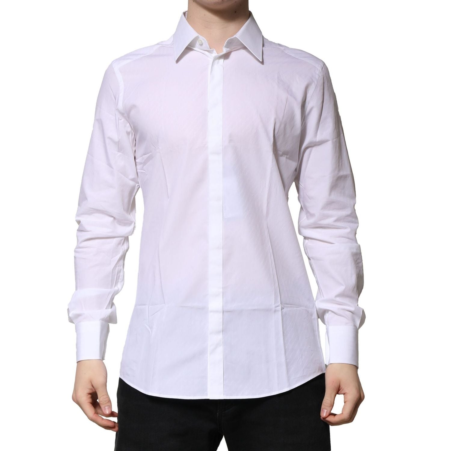 Dolce & Gabbana White GOLD Long Sleeves Men Dress Formal Shirt