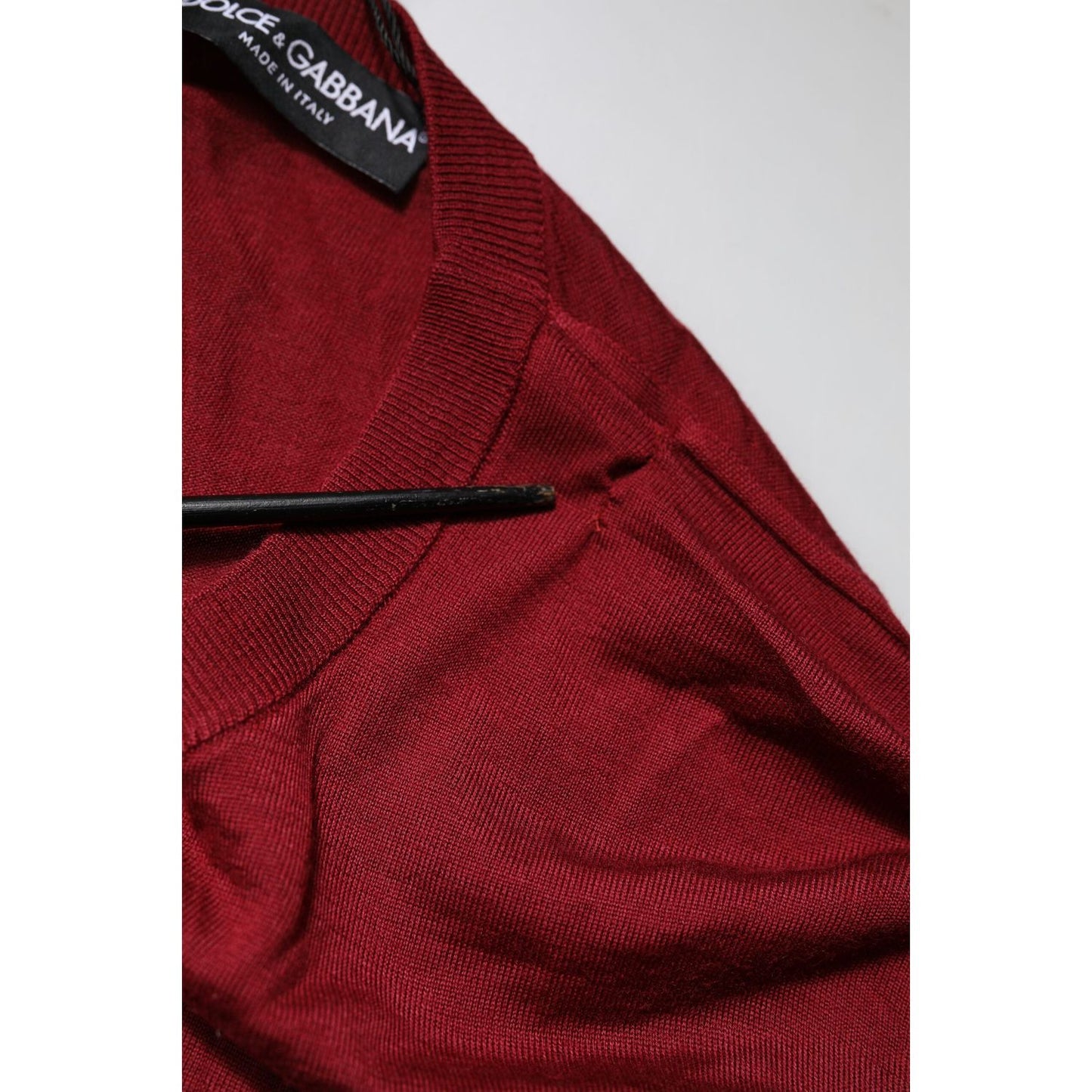 Dolce & Gabbana Maroon Cashmere Crew Neck Sweatshirt Sweater