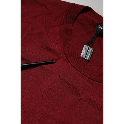 Dolce & Gabbana Maroon Cashmere Crew Neck Sweatshirt Sweater