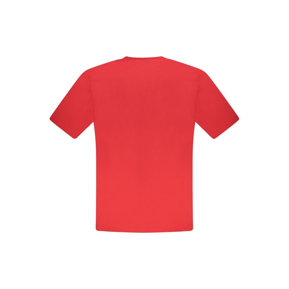 Back view of North Sails Red Cotton Men T-Shirt, showcasing its vibrant color and crew neck design.