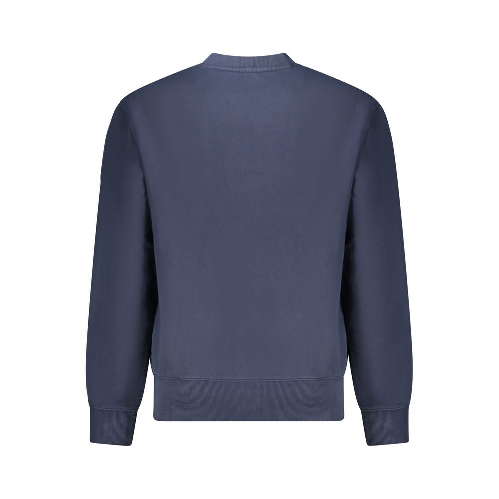 Back view of Hugo Boss Blue Cotton Men Sweater, showcasing premium organic cotton and sleek design for elegant casualwear.