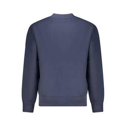 Back view of Hugo Boss Blue Cotton Men Sweater, showcasing premium organic cotton and sleek design for elegant casualwear.