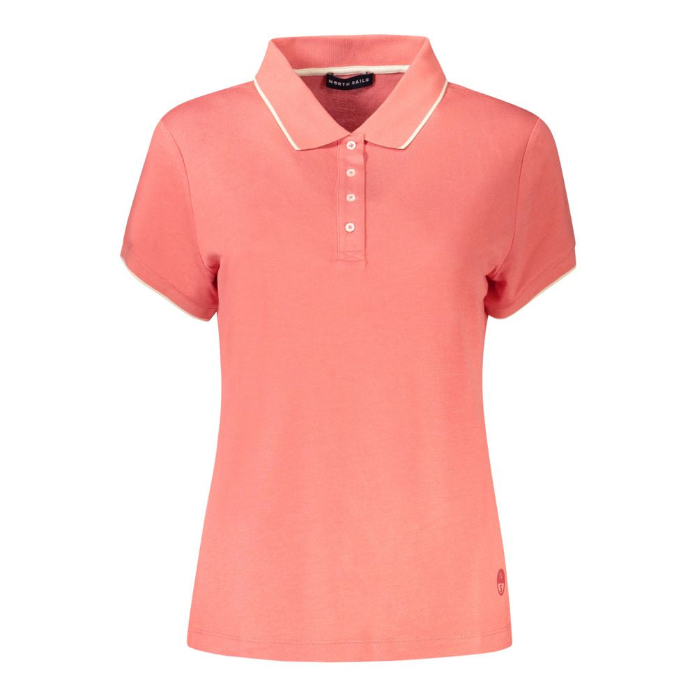 North Sails Pink Cotton Women Polo Shirt with contrast detailing and bold logo, offering a trendy and luxurious style for fashion enthusiasts.