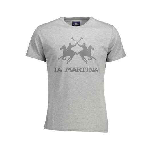 La Martina Brown Cotton Men T-Shirt with logo print and crew neck design