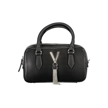 Mario Valentino Black Polyethylene Women Handbag with dual handles and detachable shoulder strap