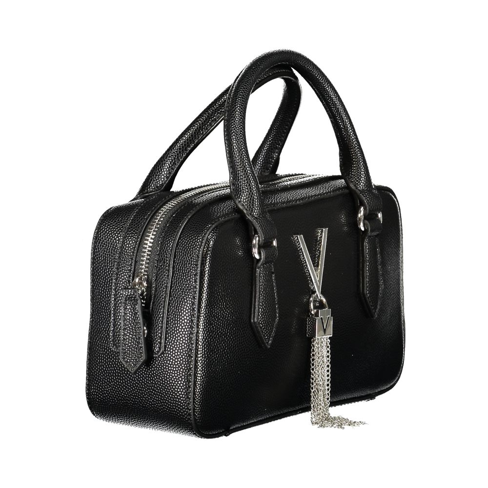 Mario Valentino Black Polyethylene Women Handbag with dual handles and removable shoulder strap for urban style.