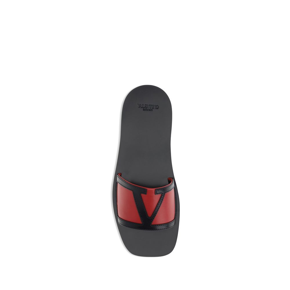 Valentino Garavani Red Calf Leather Bos Taurus Sandals