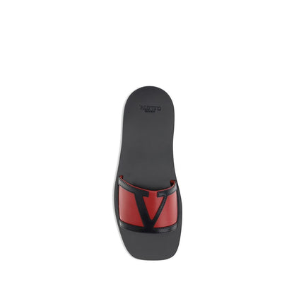 Valentino Garavani Red Calf Leather Bos Taurus Sandals